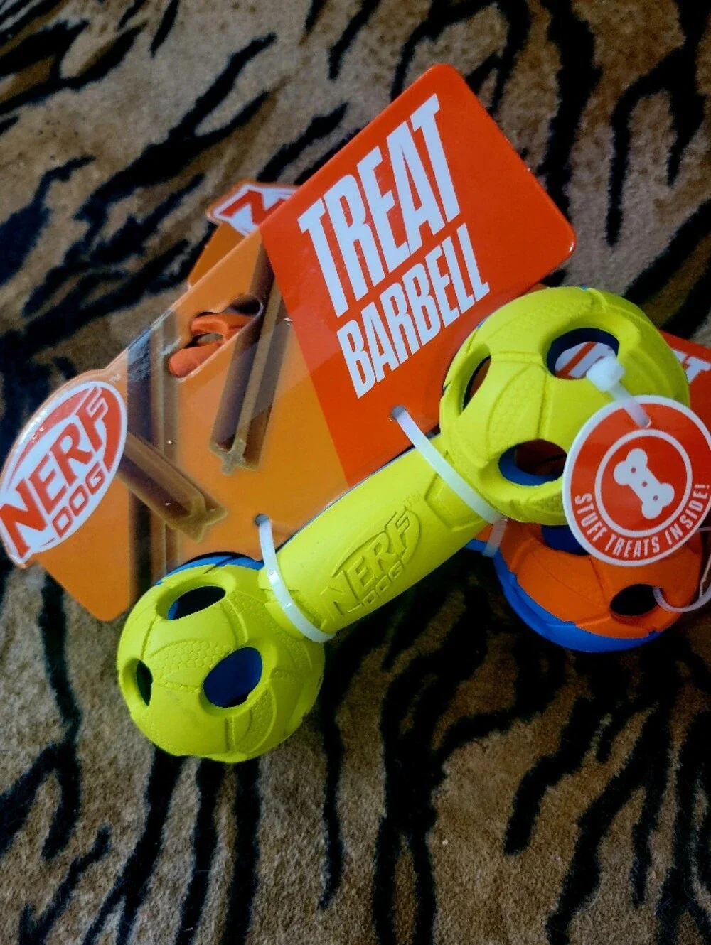 Nerf Dog Treat Barbell Toy New Various Colors Ea.